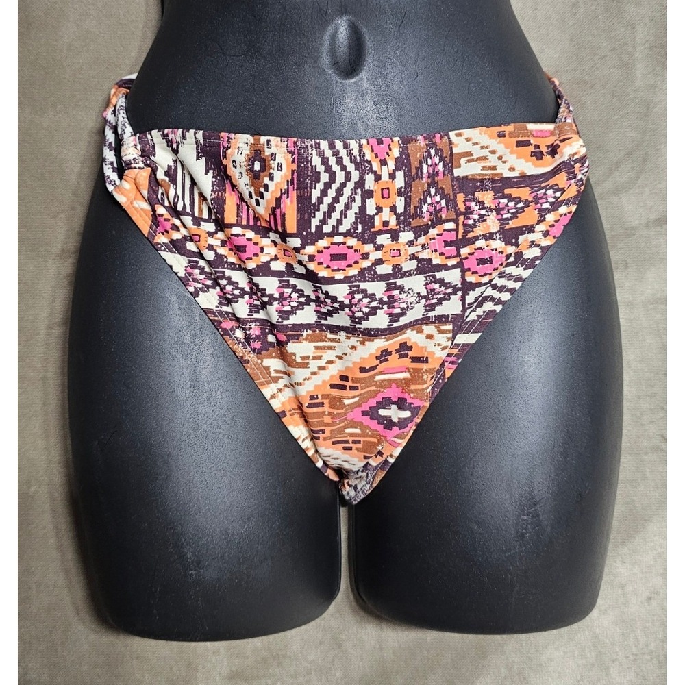 Xhilaration Womens XL Geometric Southwestern Print Bikini Bottom Pink Orange NWT